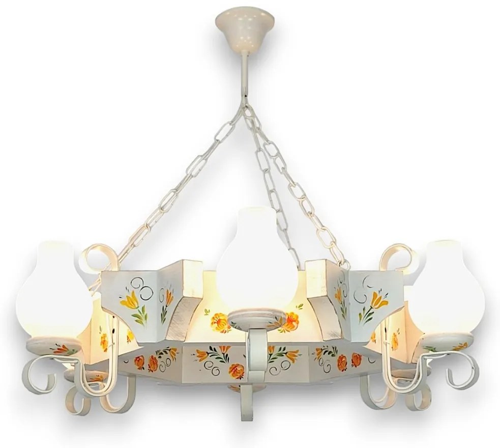Candelabru fabricat manual din lemn pictat Queen 6L