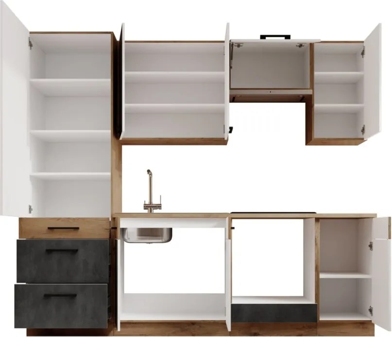 Set mobilier de bucătărie „Vika - Matera”, ADRK Furniture (Lungime: 240 cm)