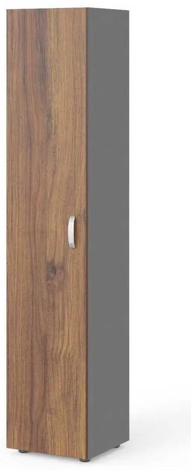 Dulap înalt Manager 39,9 x 42,2 x 196,5 cm, stânga, nuca warmia / gri