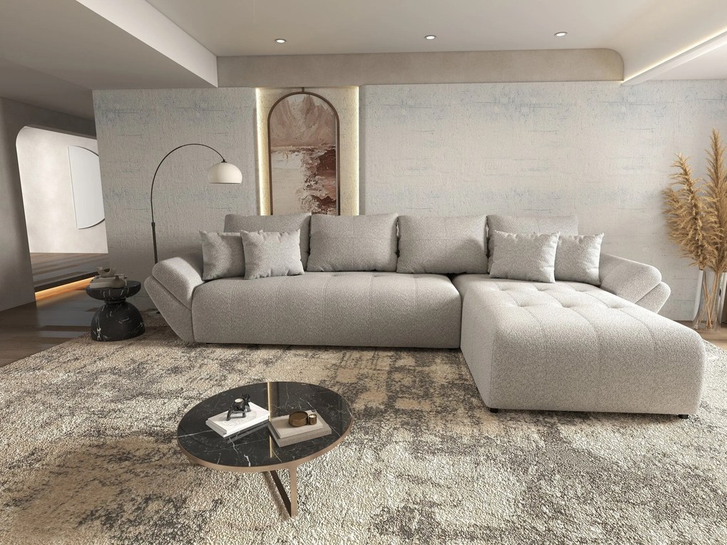 Colțar extensibil dumonde cu ladă de depozitare si sezut confortabil din spuma high-density, Berlin XL Euphoria Dove 350x185 cm II