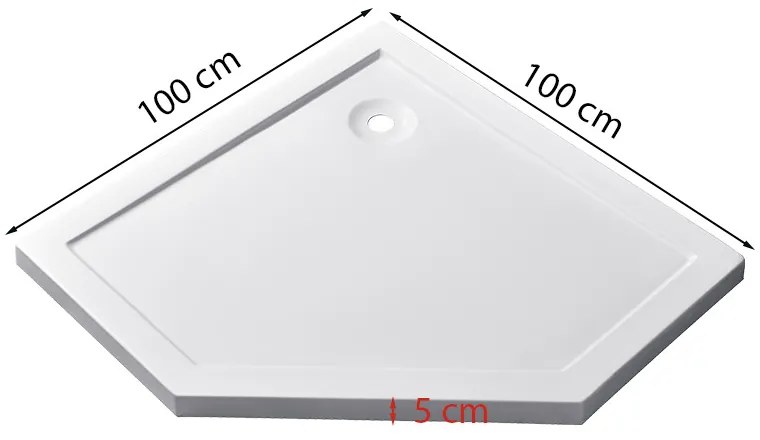 Celtic 100x100 cm cabină de duș pentagonală cu tavă de duș