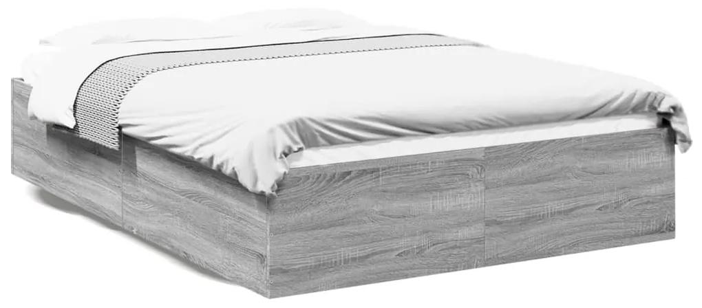 3281040 vidaXL Cadru de pat, gri sonoma, 135x190 cm, lemn prelucrat
