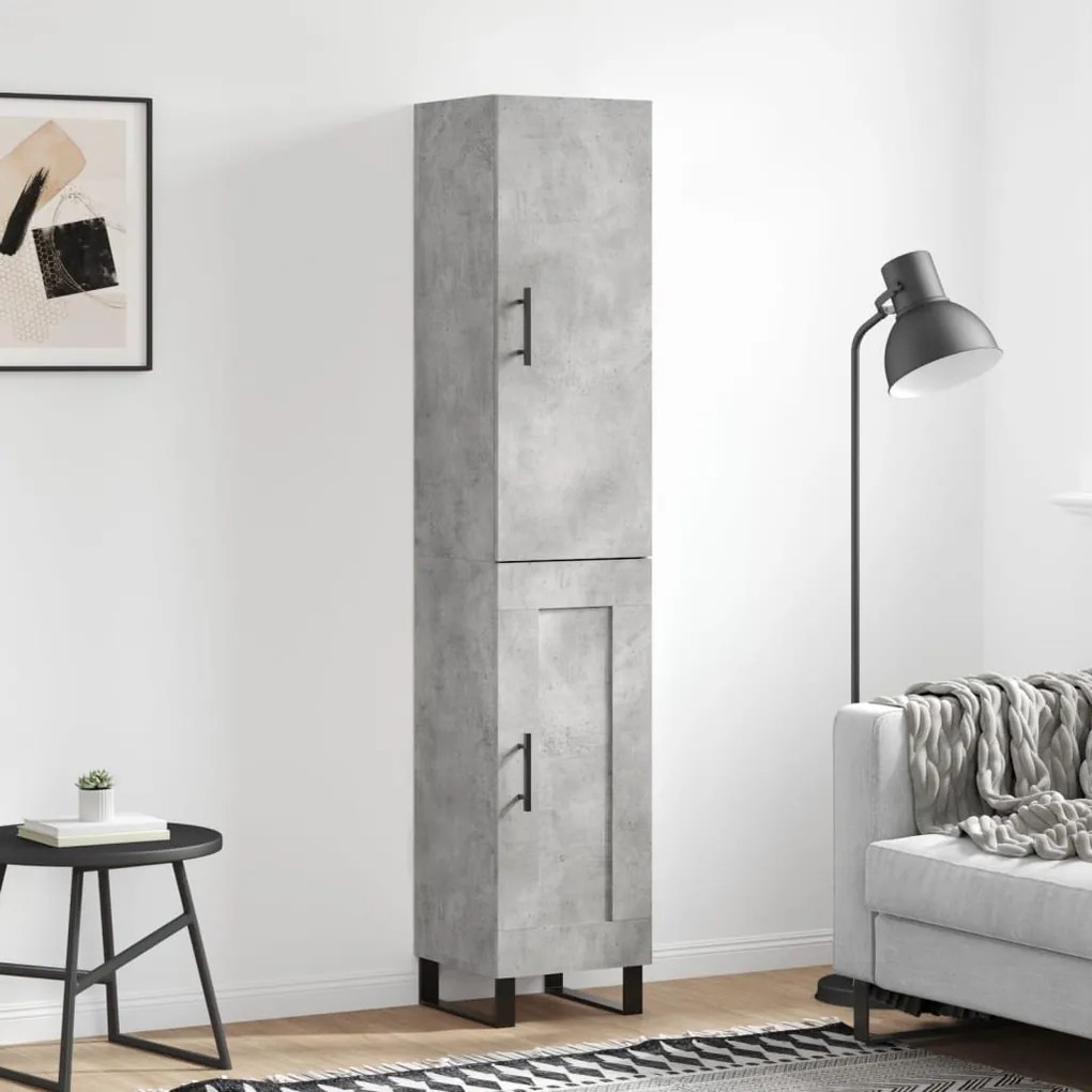vidaXL Dulap înalt, gri beton, 34,5x34x180 cm, lemn prelucrat