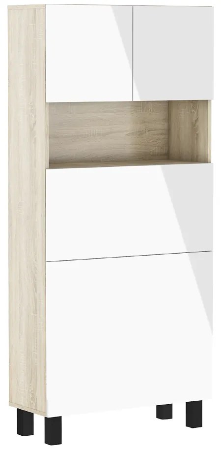 Masă PC Home (alb lucios + Stejar sonoma). 1124934
