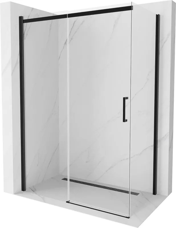 Mexen Omega cabină de duș glisantă 150 x 80 cm, transparentă, neagră - 825-150-080-70-00