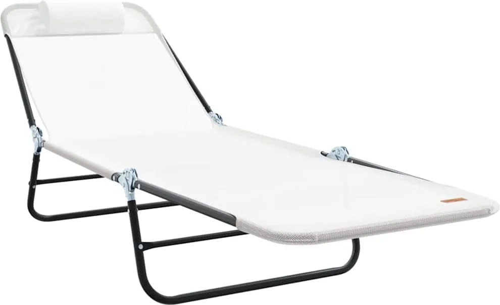 vidaXL Șezlong pliabil Crem 182 x 55 x 85,5 cm Textilenă
