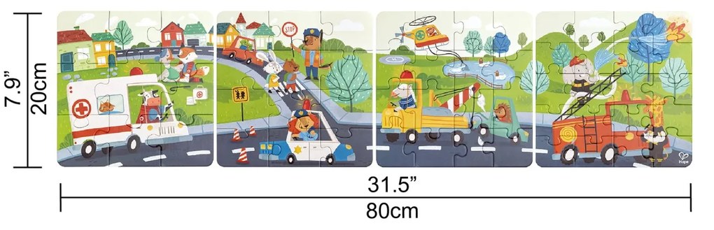 Puzzle pentru copii Vehicule de salvare (4 in 1) si joc storytelling