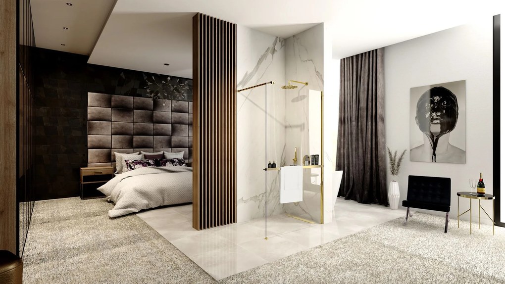 Panou de duș Rea Aero Gold N 110 Walk In + EVO