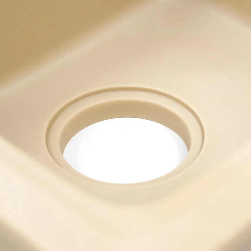 Chiuvetă pătrată Tia cu două cuve din granit, bej