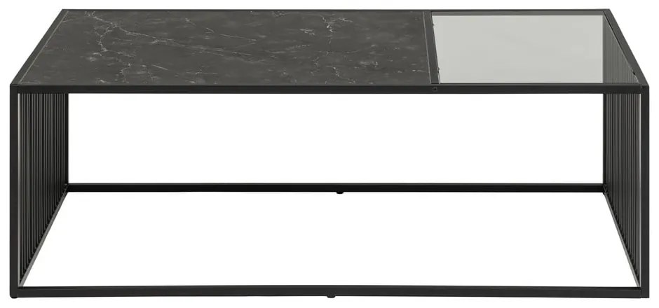 Măsuță de cafea neagră cu blat din sticlă 60x120 cm Strington – Actona