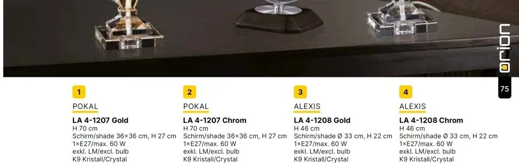 Veioza design lux cu cristal K9 ALEXIS crem/auriu