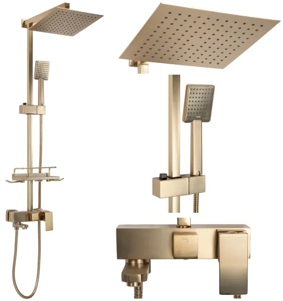 REA-P7050 - Set de duș JACK cu baterie, finisaj auriu periat
