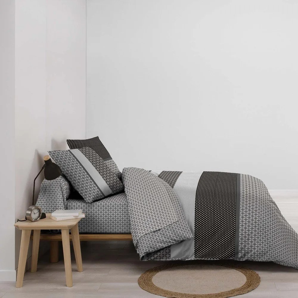 Lenjerie de pat alb-negru din bumbac pentru pat dublu, extinsă cu cearceaf inclus, cu 6 piese 240x220 cm Meiko – douceur d'intérieur