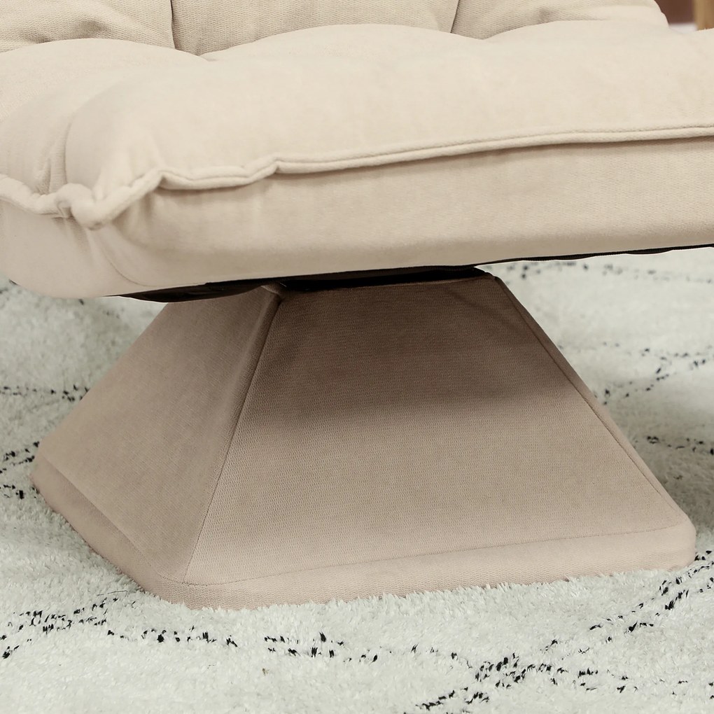 HOMCOM Fotoliu Relax Rotativ 360° cu Spătar Reglabil în 5 Poziții, Fotoliu de Podea cu Șezut Căptușit Gros în Material Textil cu Aspect de In, pentru Living, Lectură, 62x70x95 cm, Bej | Aosom Romania