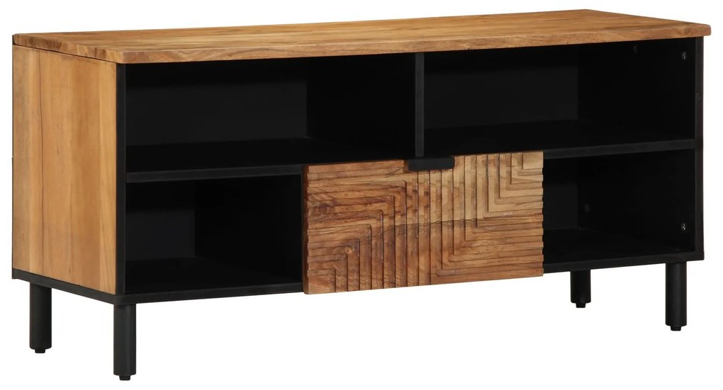 vidaXL Cabinet TV cu raft Maro 100 x 33.5 x 46 cm Lemn masiv de acacia