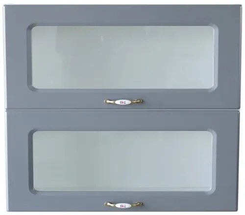 Corp superior vitrina 80 cu 2 usi orizontale Zebra MDF gri dungi
