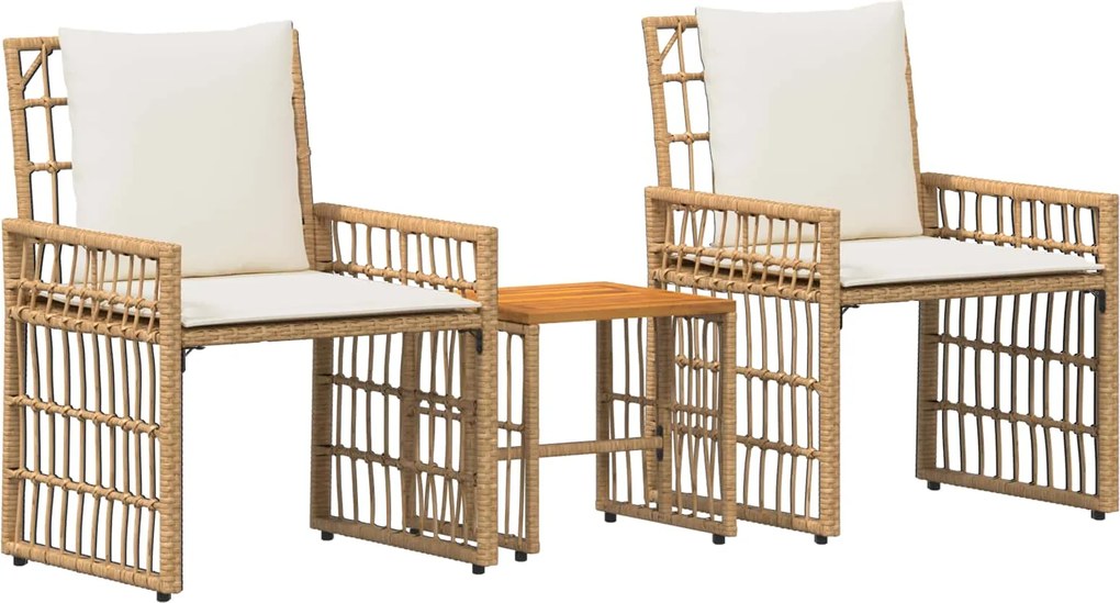 vidaXL Set de Mobilier pentru Exterior 3 pcs Alb Natural și Crem