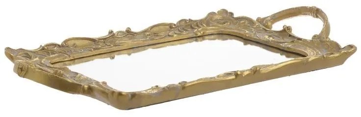 Tava din rasina cu oglinda Antique Golden 39 x 25 x 3 cm