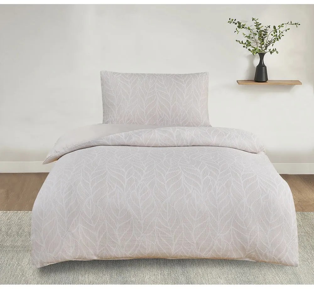 Lenjerie de pat bej din jacquard pentru pat de o persoană 140x200 cm Florida – My House