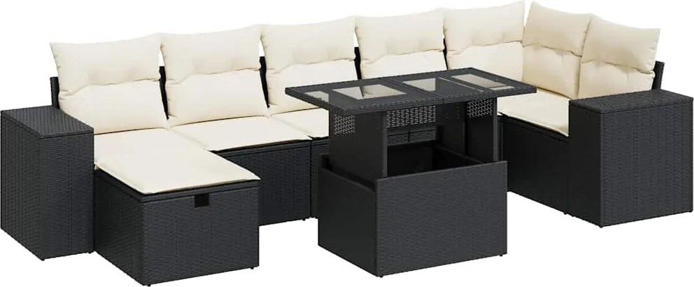 vidaXL Set mobilier de grădină cu perne, 5 piese, negru, poliratan