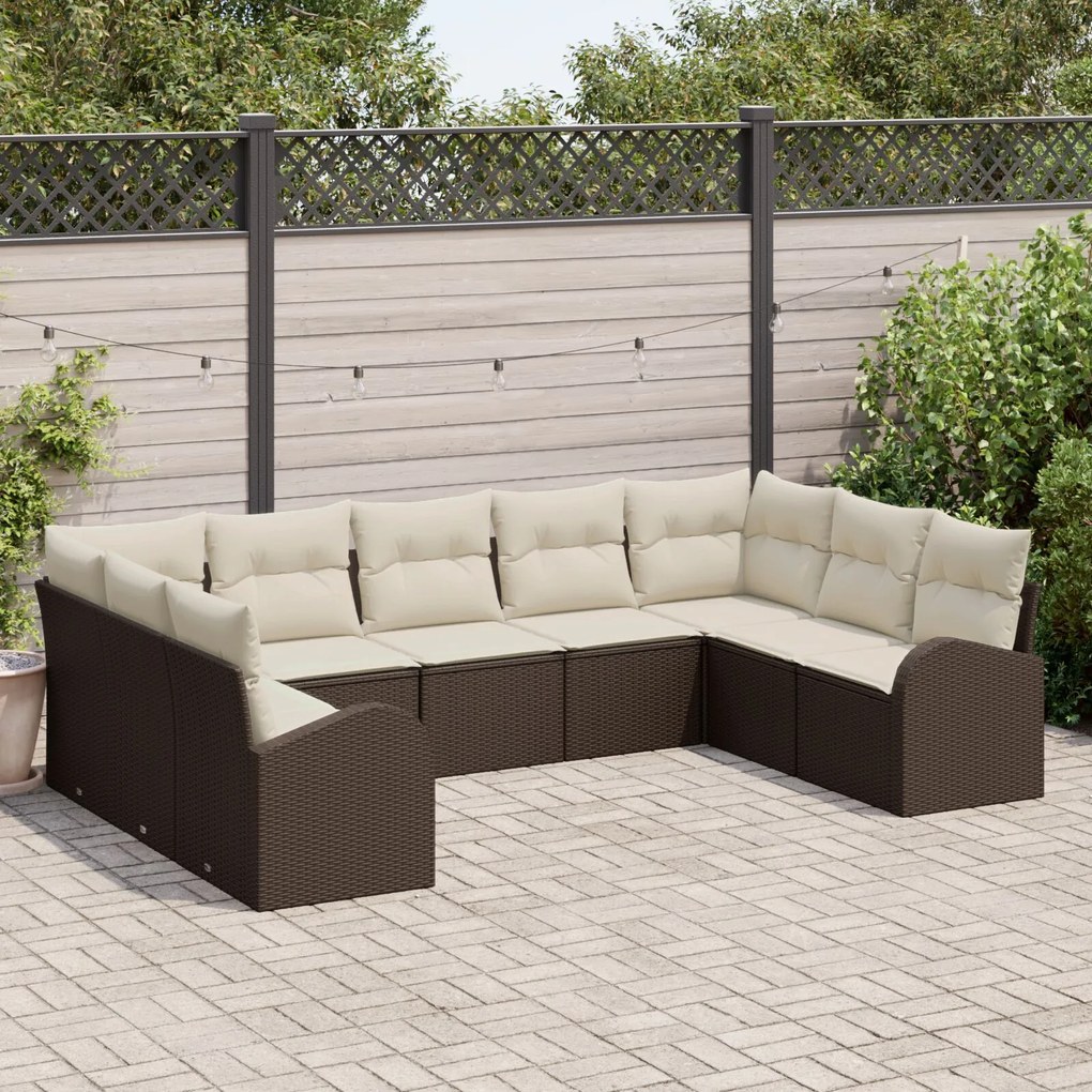 vidaXL Set de canapele pentru grădină 9 pcs Maro Rattan poli