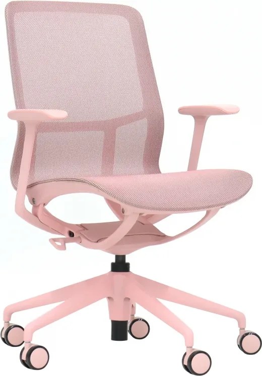 EMILY PINK – Scaun ergonomic premium, Mesh respirabil 4D, înclinare cu blocare, înălțime reglabila, cadru din nylon, bază din aluminiu, Roz