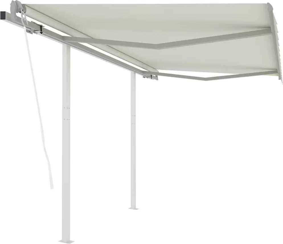 vidaXL Copertină retractabilă automat cu stâlpi, crem, 3x2,5 m
