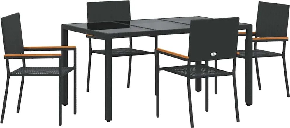 vidaXL Set de masă pentru grădină 5 pcs Negru poliratan