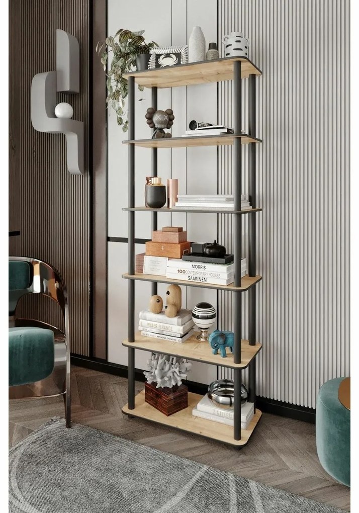 Raft Rect Oak, 6 etajere