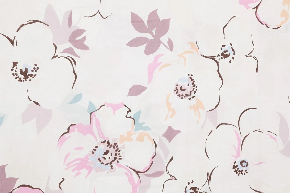 Lenjerie de pat pentru o persoana (FR), L'essentiel Maison, Ela, Alb / Roz / Mov / Turcoaz / Portocaliu