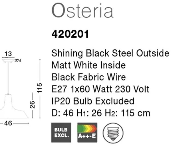 Pendul modern design industrial style Osteria negru NVL-420201