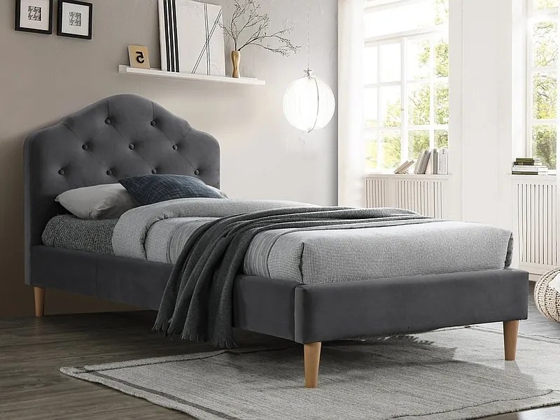 Pat tapitat Chloe Velvet Gri - 90 x 200 cm