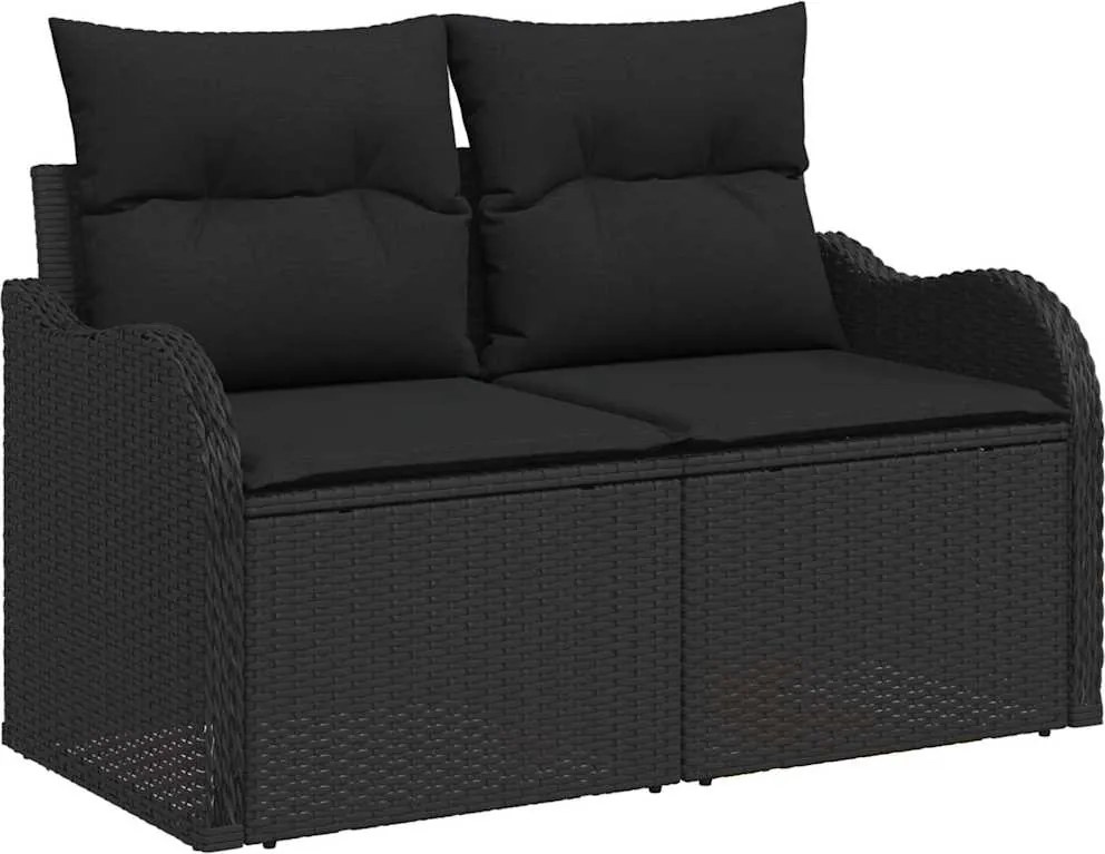 vidaXL Set de canapele pentru grădină 8 pcs Negru Rattan poli