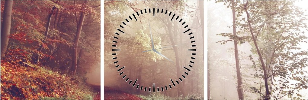 Tablou - Plimbarea de toamnă prin pădure (cu ceas) (90x30 cm)