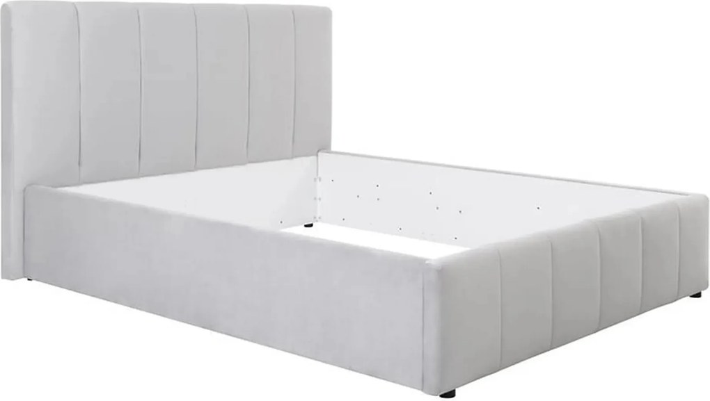 Cadru pat LONES 160x200, stofa catifelata gri deschis - Bluvel 03
