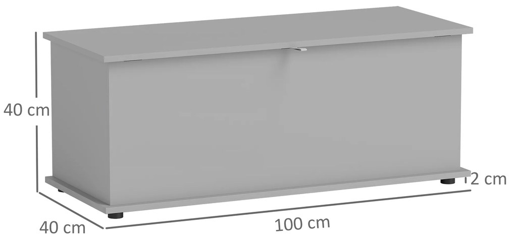 HOMCOM Cutie de depozitare, banc de depozitare cu capac rabatabil și balamale de siguranță, 100 x 40 x 40 cm, gri | Aosom Romania