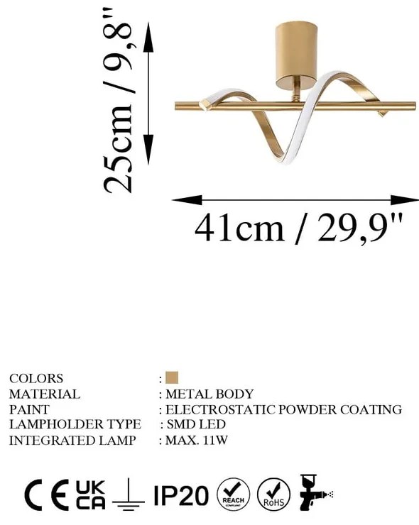 Plafonieră aurie LED 7x41 cm Likma – Opviq lights