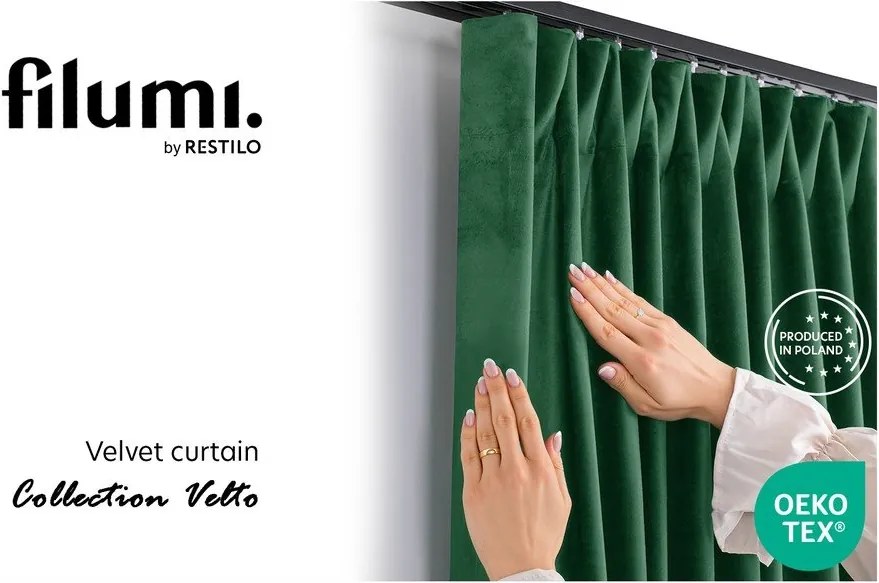 Draperie verde dimout (semi-opacă) din catifea 530x225 cm Velto – Filumi