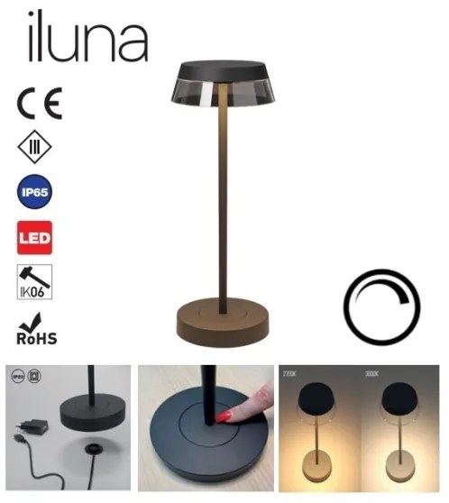 Lampă LED dimabilă de masă Redo 90312 ILUNA LED/2,5W/5V 3000 mAh IP65 negru