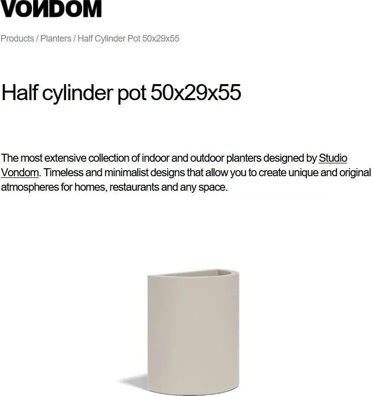 Set de 2 Ghivece plante design decorativ exterior/interior Half cylinder pot 50x29x55cm