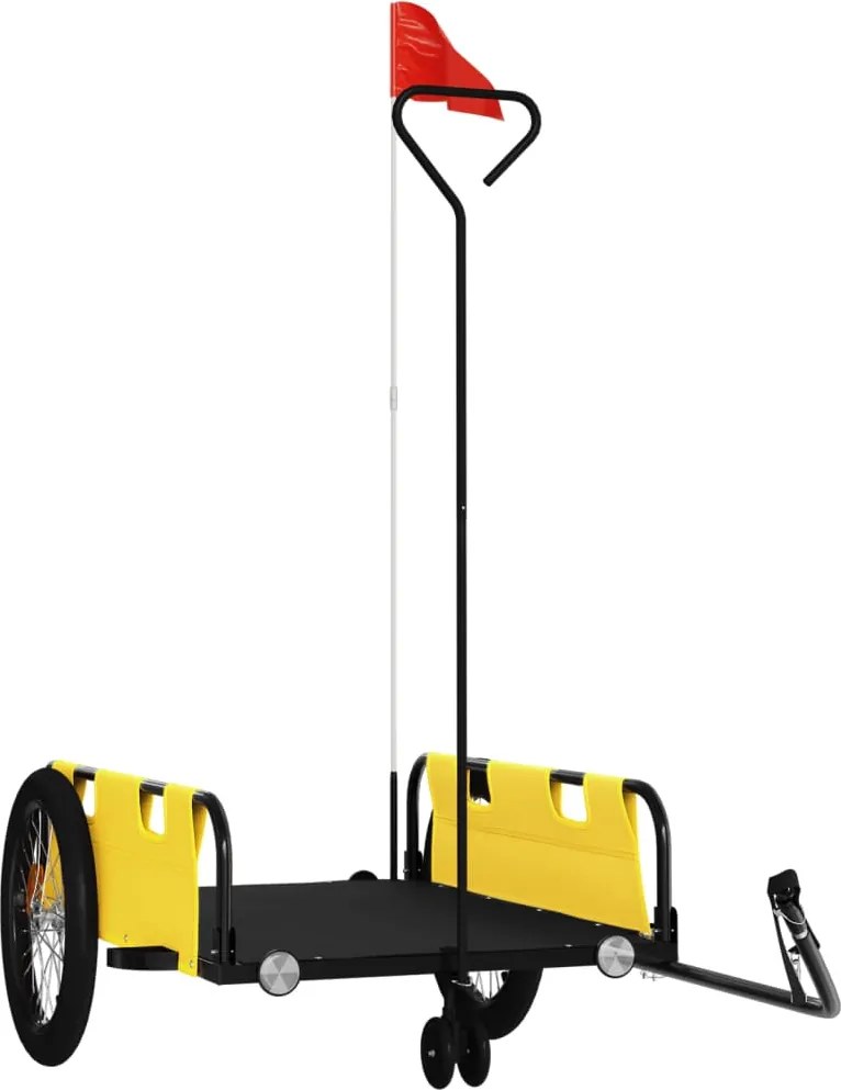 vidaXL Remorcă bicicletă, galben și negru, țesătură oxford și fier