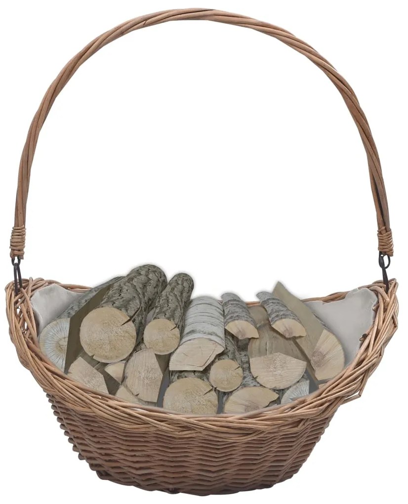 vidaXL Coș pentru lemne de foc cu mâner, maro, 61,5x46,5x52 cm salcie
