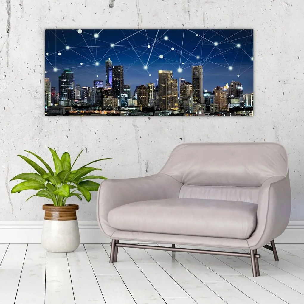 Tablou - Municipiul nocturn (120x50 cm)