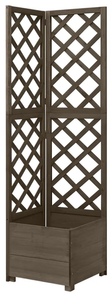 vidaXL Jardinieră colț cu spalier, gri, 40x40x150 cm, lemn masiv brad