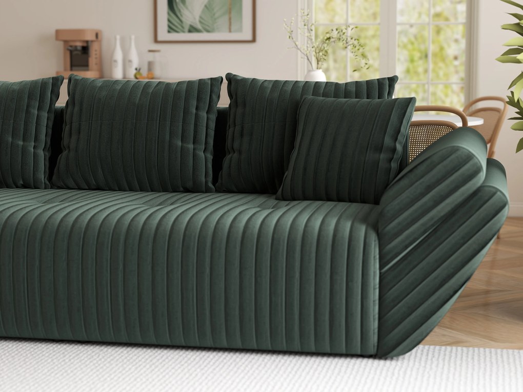 Canapea extensibilă dumonde cu ladă de depozitare si sezut confortabil din spuma high-density, Berlin Ambience Green 250x100 cm