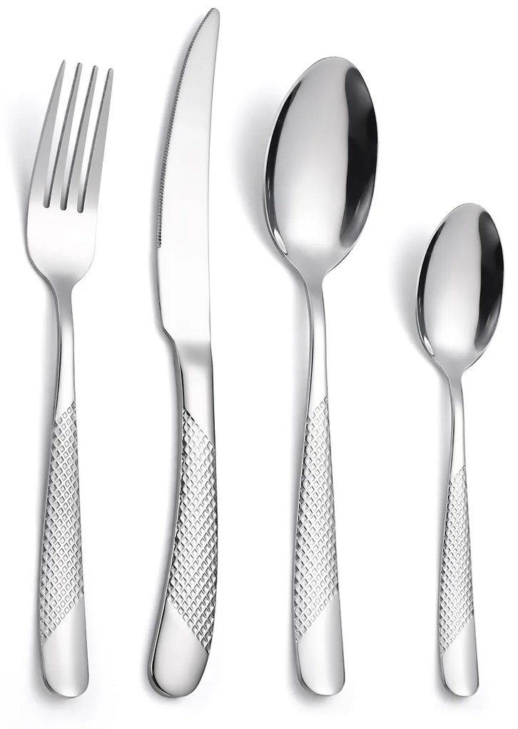 Set tacamuri din inox 48 piese, TRENDY’S, luxury edition, chrome