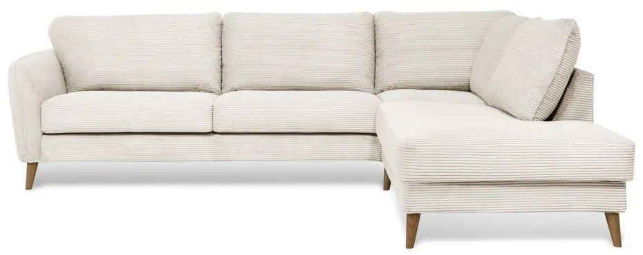 Colțar alb cu tapițerie din catifea reiată (cu colț pe partea dreaptă) Paris – Scandic