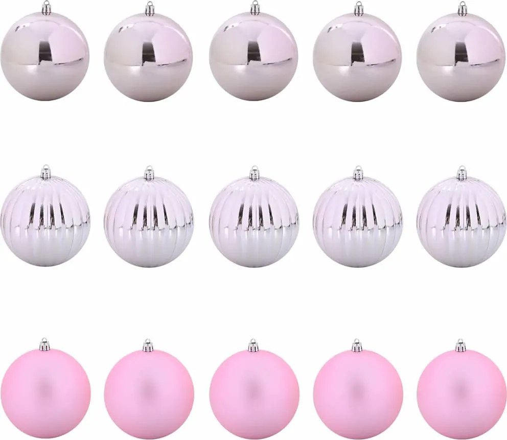 vidaXL Set de globuri de Crăciun XL 15 pcs Roz Plastic