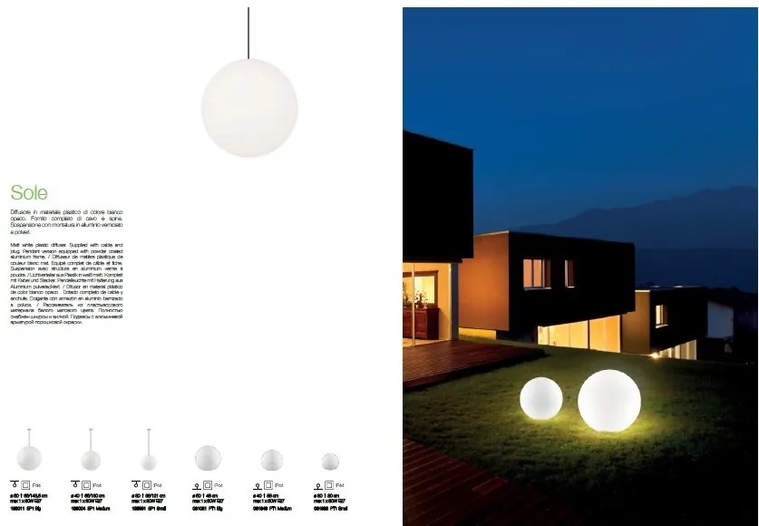 Pendul iluminat exterior cu protectie IP44, diametru 40cm SOLE SP1 MEDIUM 136004