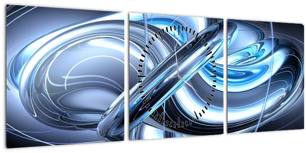 Tabloul cu abstracție albastră (cu ceas) (90x30 cm)